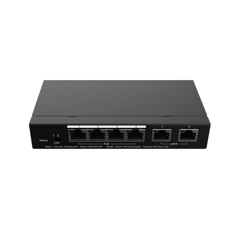 Gigabit 6 Port Managed Switch IEEE 802.3at / IEEE 802.3af With 4 PoE Ports